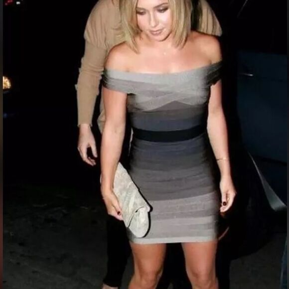 Herve Leger Ash Ombré Off Shoulder Bandage Dress Size XS NWT - Picture 13 of 13